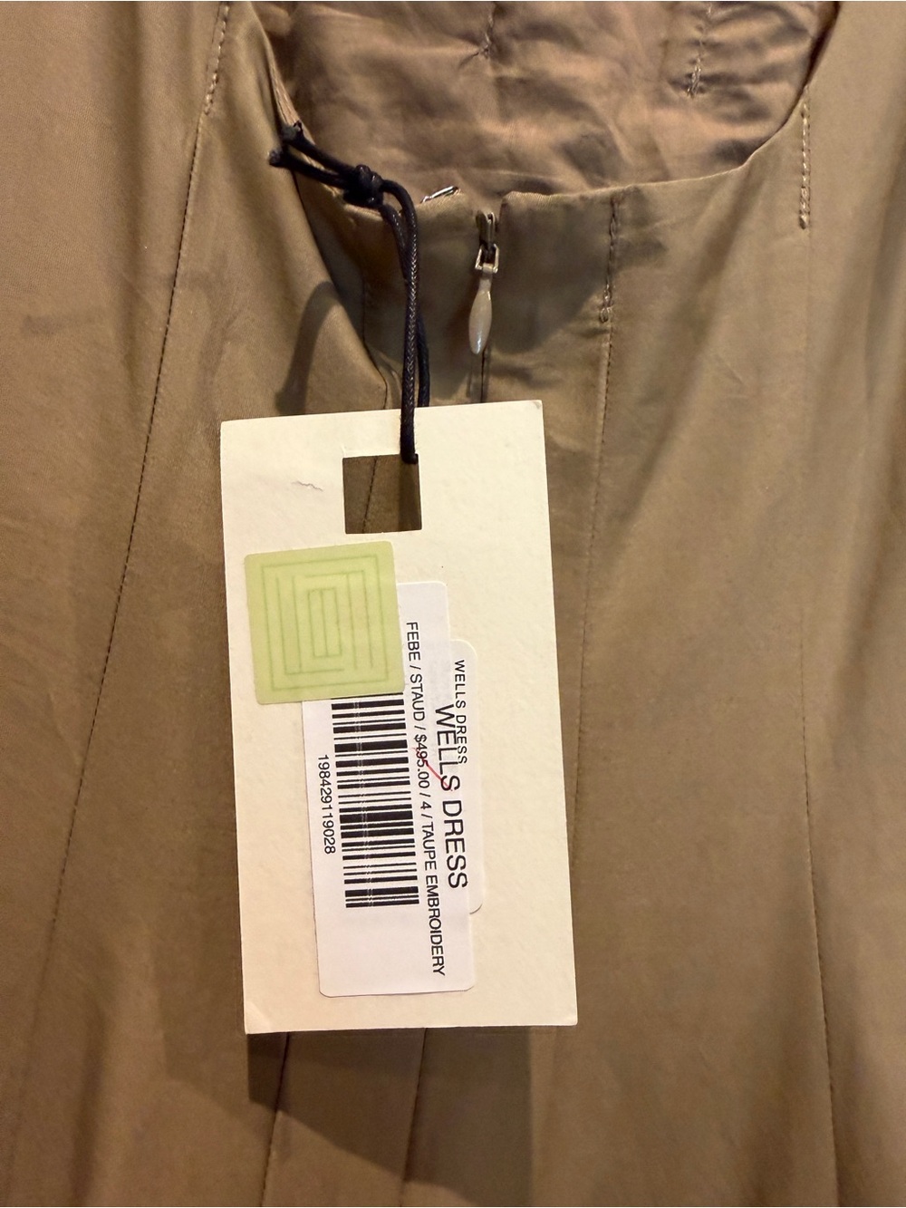 NWT STAUD Wells Dress Taupe Embroidery Floral Cotton Midi Dress Size 4 $495 - Picture 6 of 7